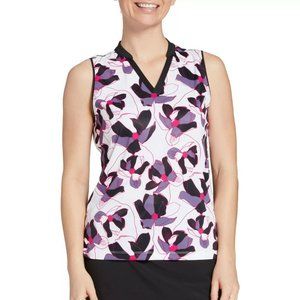 Women's Night Printed Sleeveless Golf Polo Top